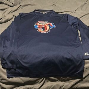 Navy Long Sleeve Shirt Jacksonville Jumbo Shrimp Russell. MLB Miami Marlins
